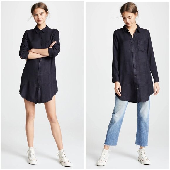 Rails Plaid Charcoal Button Down Shirt Dress size M - Picture 1 of 12